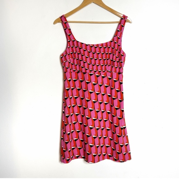 Diane Von Furstenberg X Target Dress Mini Retro Geo Print Pink Orange Black Sz 6 - Picture 3 of 15
